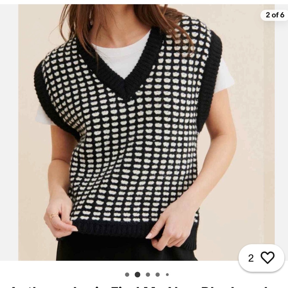 Anthropologie Find Me Now Black and White Sweater Vest size XS